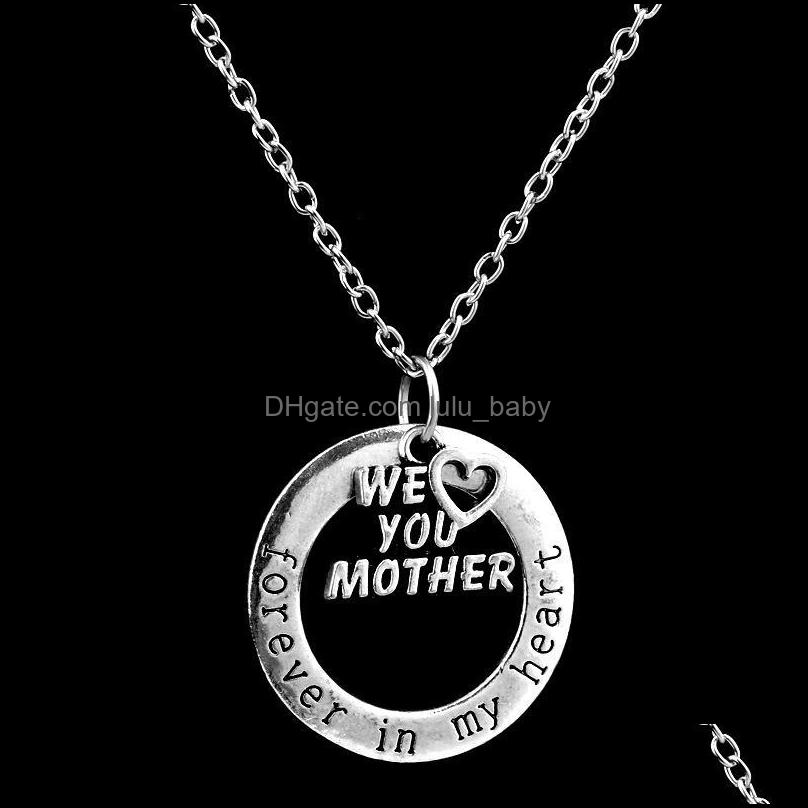 

Pendant Necklaces Necklace Family Gift Elegant Letter "Forever In My Heart" For Christmas Chain D Baby Dhti9