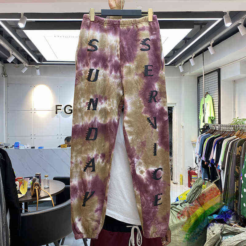 

Tie Dye Pants Sunday Service Jogging Pants High Quality Hip Hop Terry Cotton Pants Season T220721