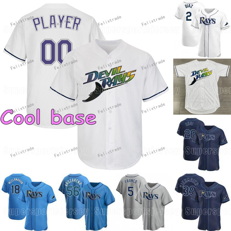 

Rays Wander Franco Jerseys Tampa Bay Kevin Kiermaier Devil Randy Arozarena Ji-Man Choi Wade Boggs Joey Wendle Yandy Diaz Shane McClanahan Custom Men Women Youth, Style as picture