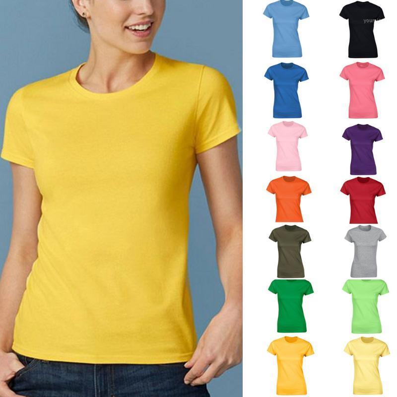 

Women's T-Shirt Fashion Cotton Solid Simple Casual Women Tshirt Tunic Tops Ladies Summer Female Short Sleeve Shirt Blusas Pullover, Hot pink