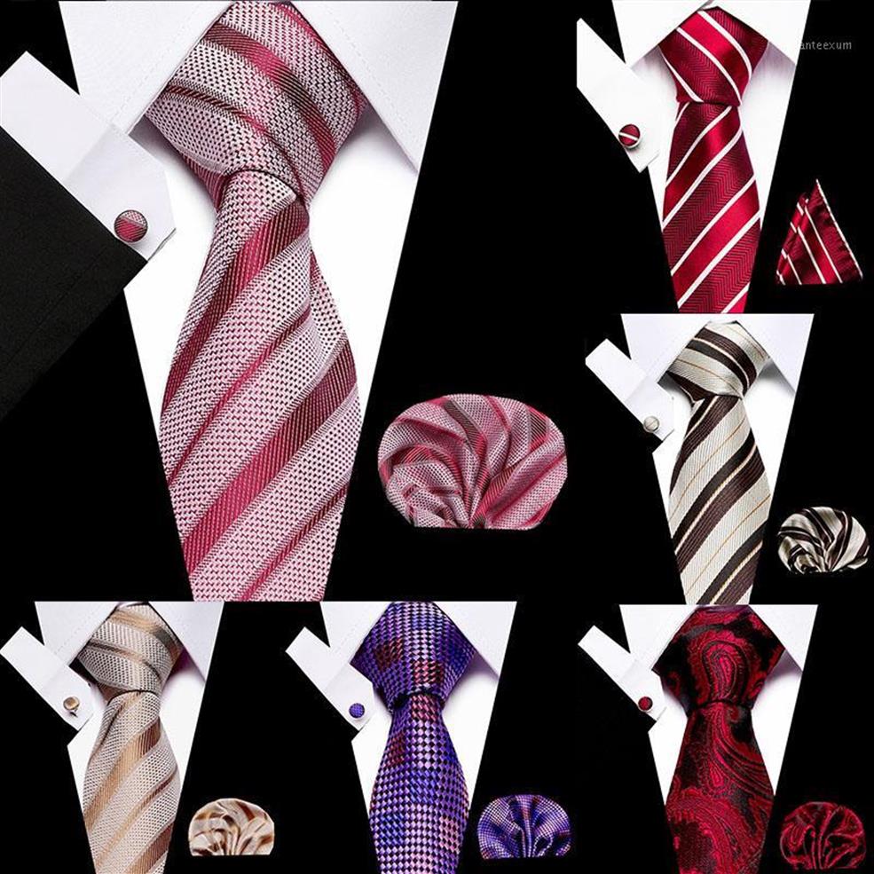 

Wedding Men Ties Set Extra Long Size 145cm 7 5cm Necktie Red Pink Stripe 100% Silk Jacquard Woven Neck Tie Suit Wedding Party12115
