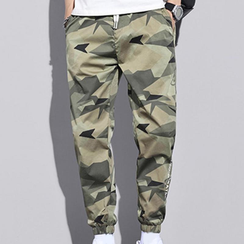 

Men's Pants Fashion Men Pants Hip-hop Style Loose Ankle-banded Camouflage Print Elasic Waist Cargo Pants for Male, Army green