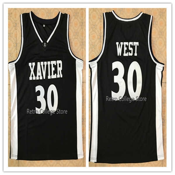 

Xflsp 30 David West Xavier College Retro throwback stitched embroidery basketball jerseys Customize any number and name, Black