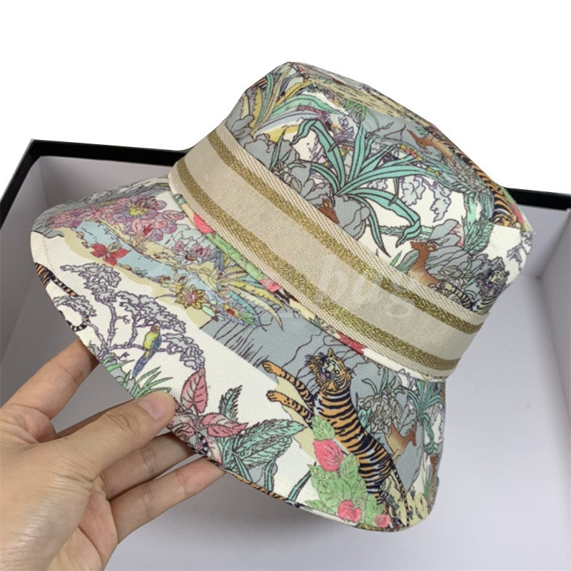 

Designer Women Wide Brim Hats Summer Tiger pattern Fisherman Bucket Hat, Multi