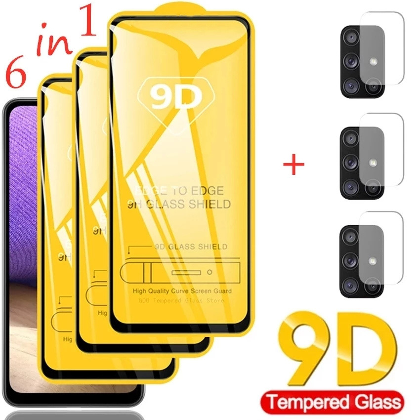 

9D Tempered Glass for Samsung Galaxy A51 A52 A71 A21S A72 A32 Screen Protectors S21 Plus A50 S22 A53 A12 S20 FE Lens