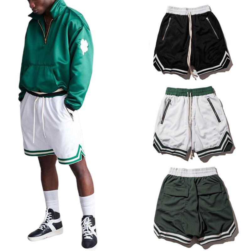 

Men's Shorts Men Summer Lace-up Pants Sports Casual Basketball Run Comfortable Loose Movement Wear Side Back Zipper Pocket Bottoms, Green