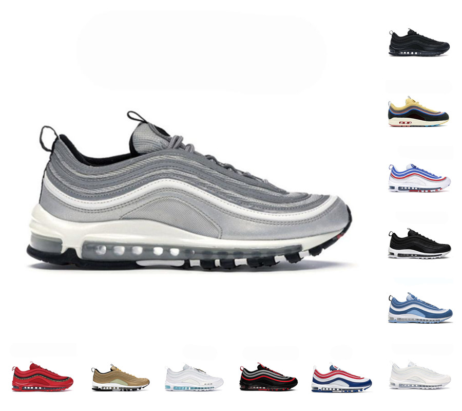 

97 running shoes Triple White Black Sean Wotherspoon Bred University Red Jesus Shoe Silver Bullet Bright Citron air 97s men women trainer sports sneakers 36-45, Please contact us