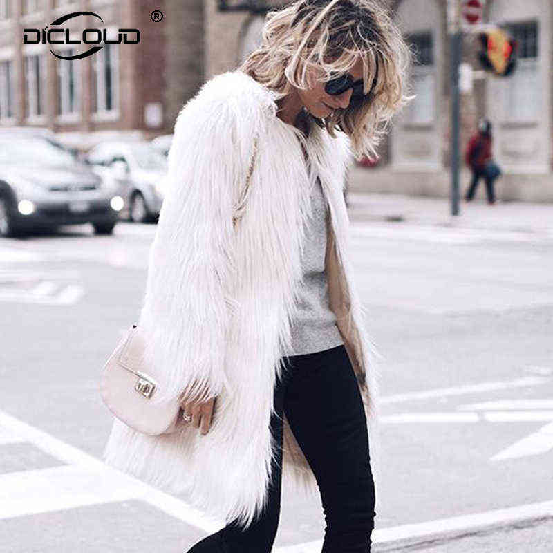 

Plus Size 4XL Elegant Faux Fur Coat Women 2018 Fluffy Warm Long Sleeve Female Outerwear Chic Autumn Winter Jackets Jacket Overcoat J220719, Grey faux fur coat
