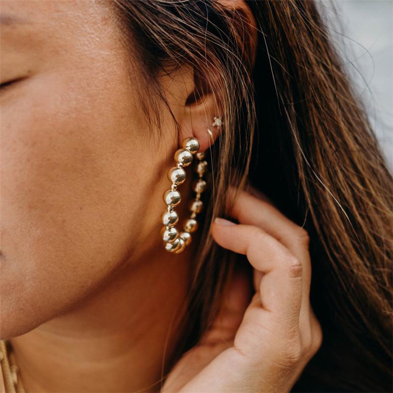 

Hoop & Huggie Gold Filled Earrings Handmade Beads Jewelry Minimalism Brincos Pendientes Oorbellen Boho EarringsHoop