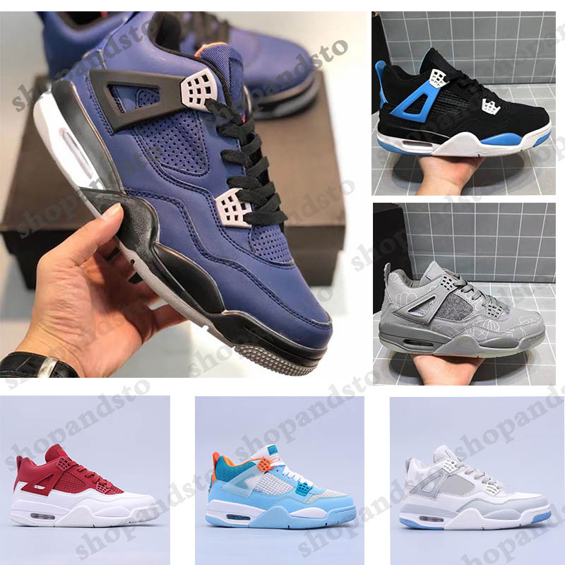 

University Blue Jumpman 4 4s mens Basketball Shoes white guava ice oreo sail noir metallic purple black cat bred shimmer cactus jack men women sneakers, Box