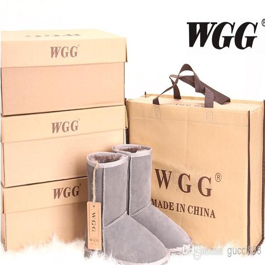 

Factory 2017 Classic WGG L THE W IS U Brand Women popular Australia Genuine Leather Boots Fashion Women's Snow Boots US5-257J, With logo choose like color photo