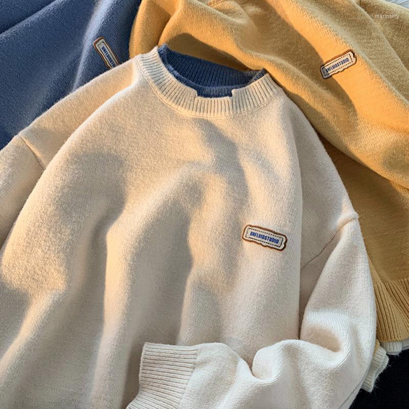 

Men's Sweaters Autumn And Winter Korean Version Of The Men's Fake Two-piece Sweater Fashion Trend Loose Wild Pure Color SweaterMen's Mar, Black