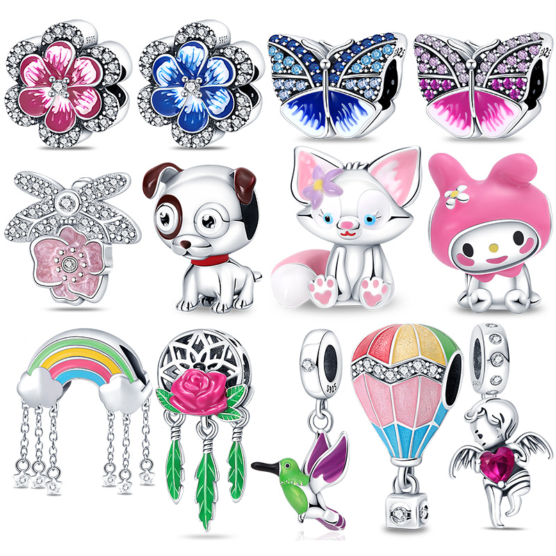 925 Sterling Silver Dangle Charm New Pave Zircon Butterfly Beads Bead Fit Pandora Charms Bracelet DIY Jewelry Accessories