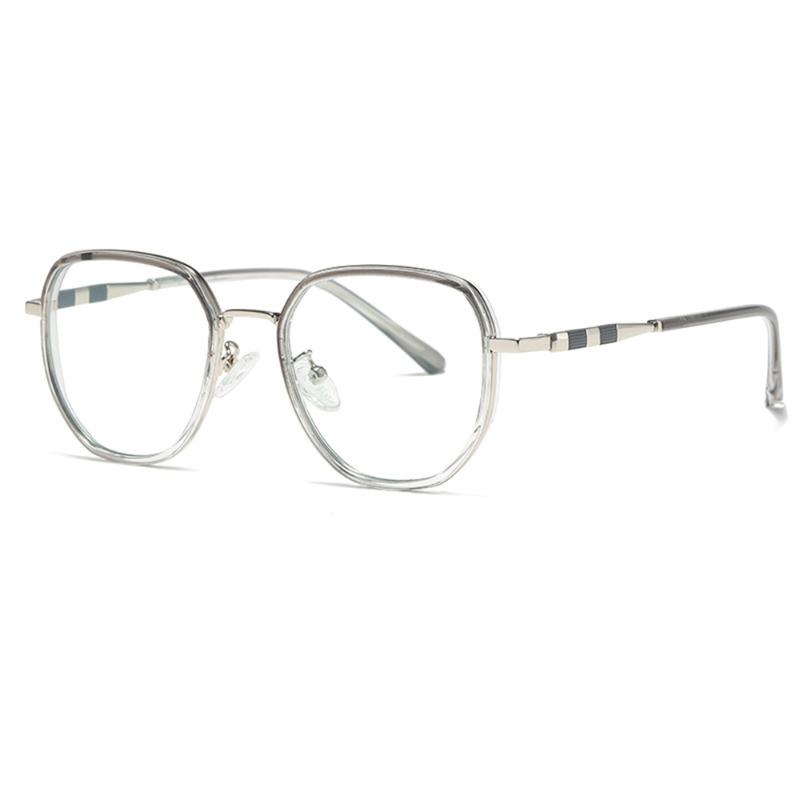 

Sunglasses Stylish Blue Ray Blocking Glasses Dual Color Metal Frame Flat Lens Eyeglasses For Computer Workers Flexible Temple PR SaleSunglas