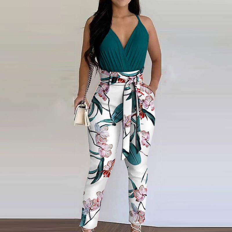 

Women' Two Piece Pants Set Women Solid Color Sleeveless Tank Top With Lace-up Commute Sets 2022 Summer Vacation SuitWomen, Green