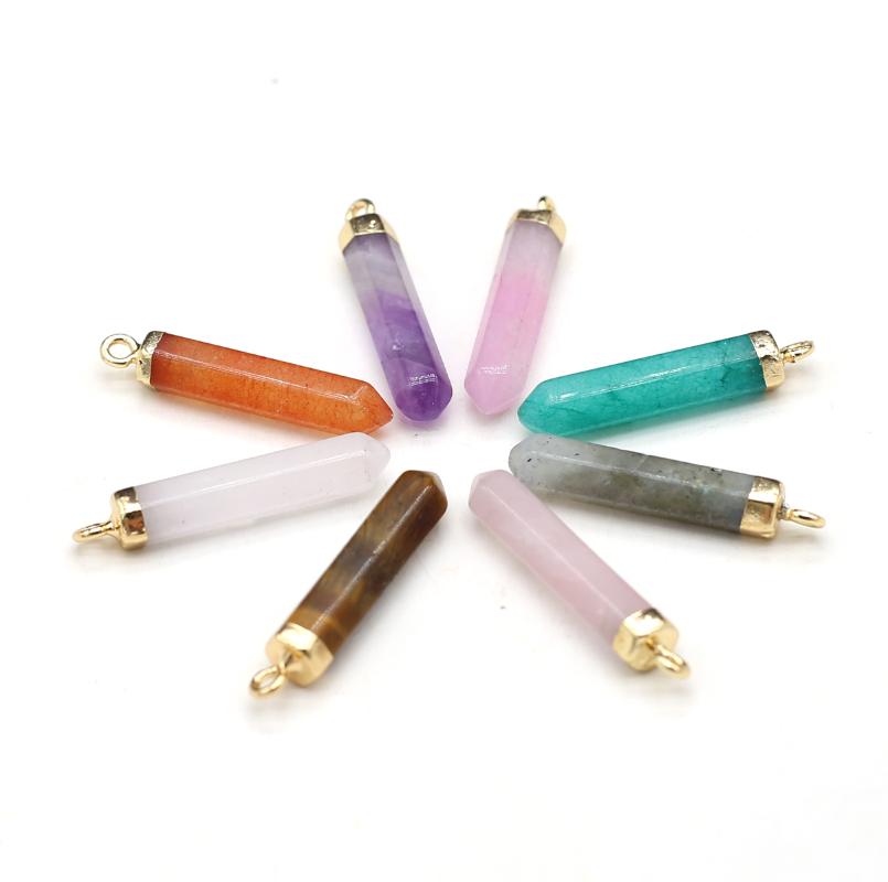 

Pendant Necklaces Natural Stone Pendants Crystal Pillar Agate Quartz Charms For Jewelry Making Necklace Earrings Decoration Gift 6x32mmPenda