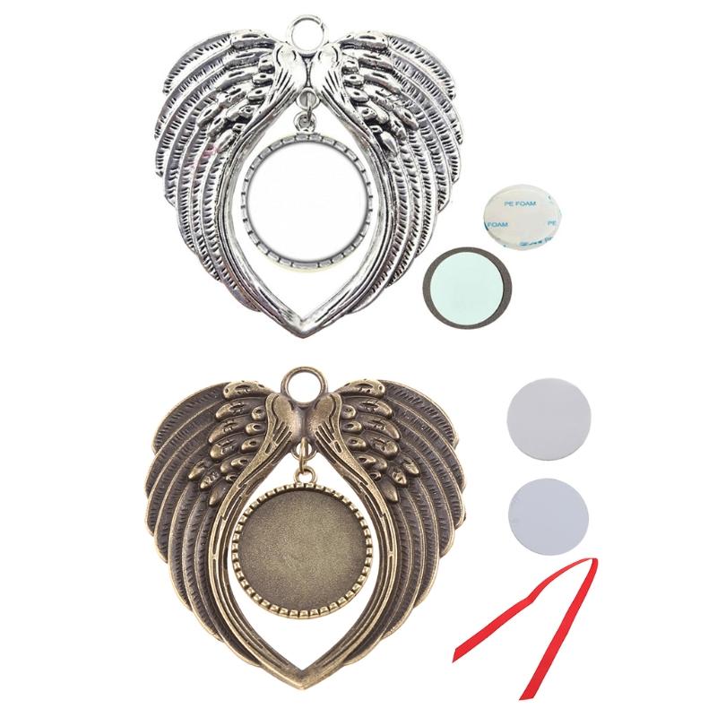 

Pendant Necklaces Angel Wing DIY Po Blank Transfer Printing MDF Jewelry MakingPendant