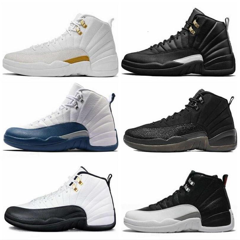 

With Box Jordn0s Jumpman 12 12s Mens Basketball Shoes Retro Sneakers Ovo White Women Taxi Blue Suede Flu Game, Color:11