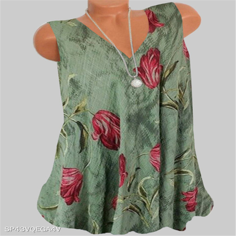 

Fashion casual large size Tshirt Vneck sleeveless vest temperament ladies top 220602, Fuchsia