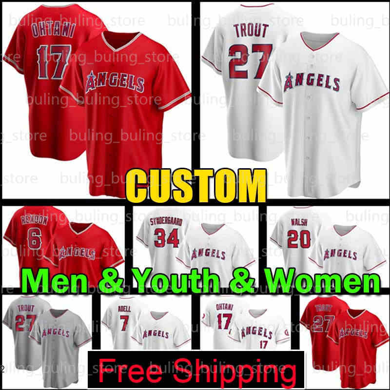 

Los Angeles''Angels''17 Shohei Ohtani Baseball Jersey 27 Mike Trout 34 Noah Syndergaard 16 Brandon Marsh Jared Walsh Jo Adell David Fletcher Jack Mayfield Men, Custom youth cool base(t s)