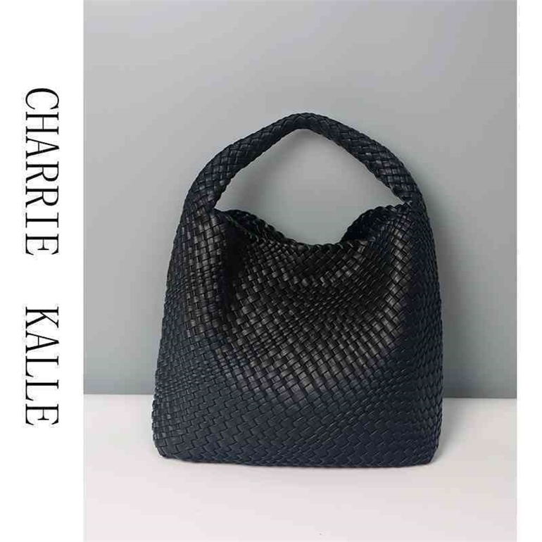 

Bottegas Venetas Cowhide Double-sided Hand Woven Tote Handbag Women's Fashion BagE, Black