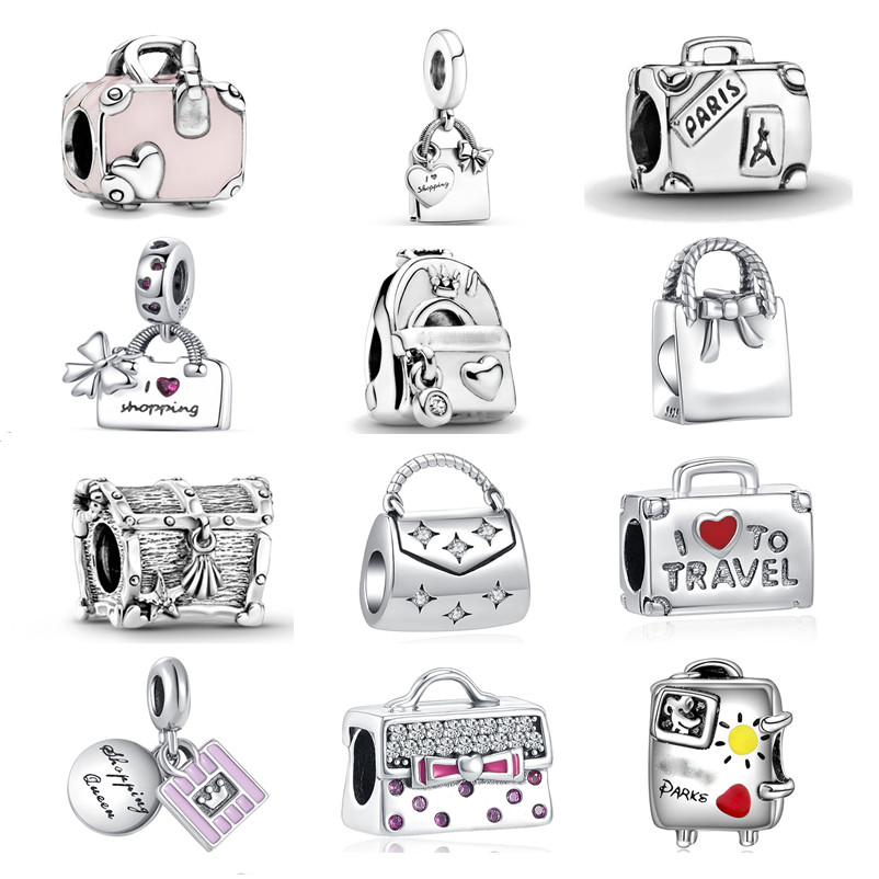 

New 925 Sterling Silver Silver Fashion Bag Collection Pendant Amulet for Pandora Original Ladies Jewelry Bracelet DIY Beautifully Made