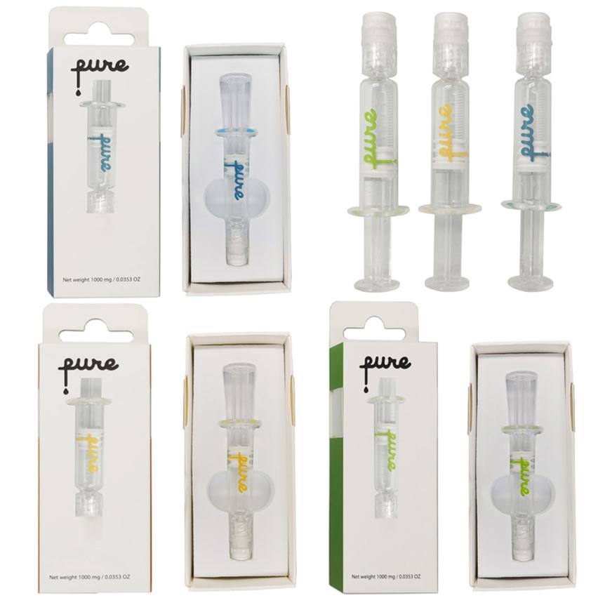 

Pure One Glass Syringes 1.0ml Luer Lock Oils Filling Tool Injector Measurement Mark Tanks Children Resistant Retail packaging Box 276x