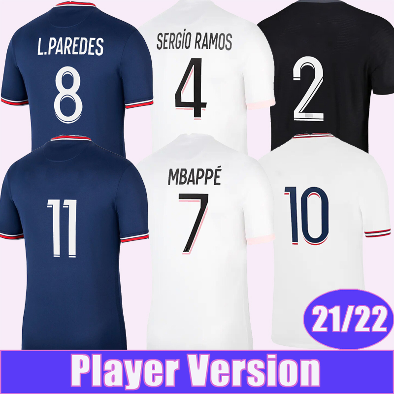 

21 22 MBAPPE Player Version Soccer Jerseys 10 Championship Special Edition DRAXLER KIMPEMBE SERGIO RAMOS Home Away 3rd 4th Football Shirt ICARDI Uniforms, Qy3286 2122 home no patch