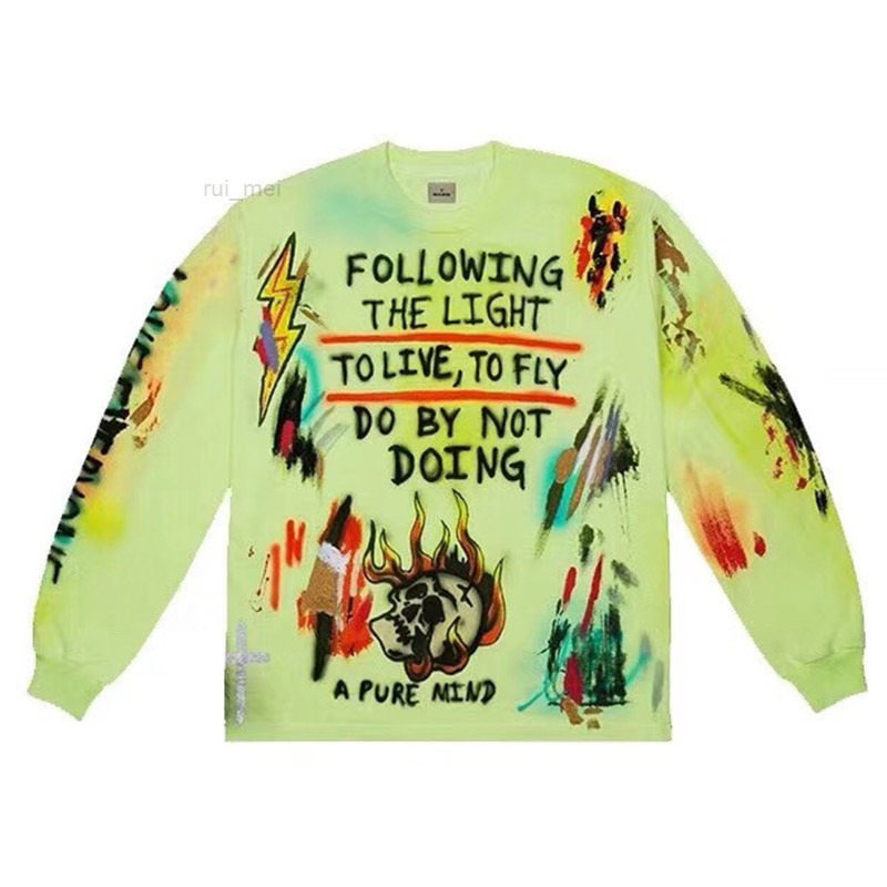 

Graffiti T-shirt Long Sleeve T-shirt Men Women Hip Hop Print Tops Crewneck Tee