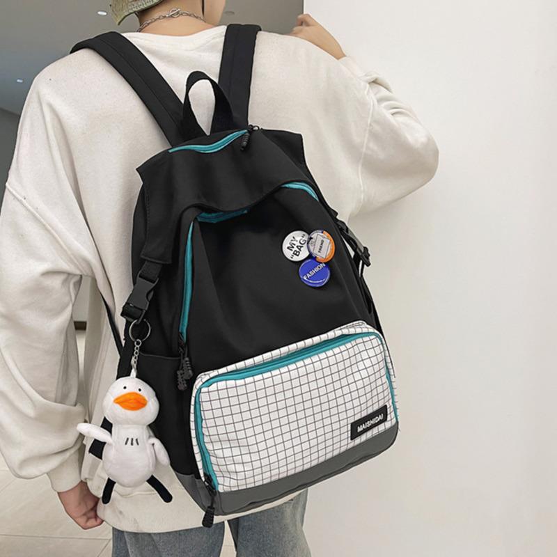 

Backpack Fashion College For Teenager Girls Boys Black Contrast Color School Bags Women Travel Bagpack Student Bookbag Trend