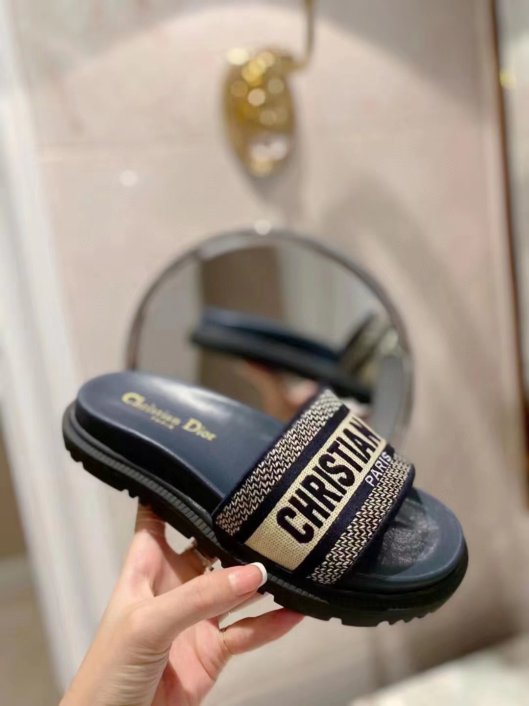 

Designer Women Sandals with Correct Flower Box Dust Bag Shoes letter print Slide Summer Wide Flat Slipper size 35-43 Free ship withs box, Blue