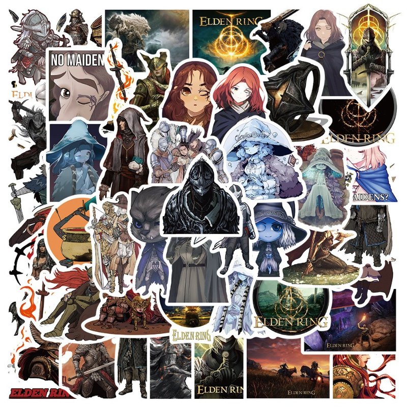 

50Pcs/Lot Elden Ring Stickers Game Sticker Graffiti Stickers for DIY Luggage Laptop Skateboard Motorcycle Bicycle Decals, Multi colors