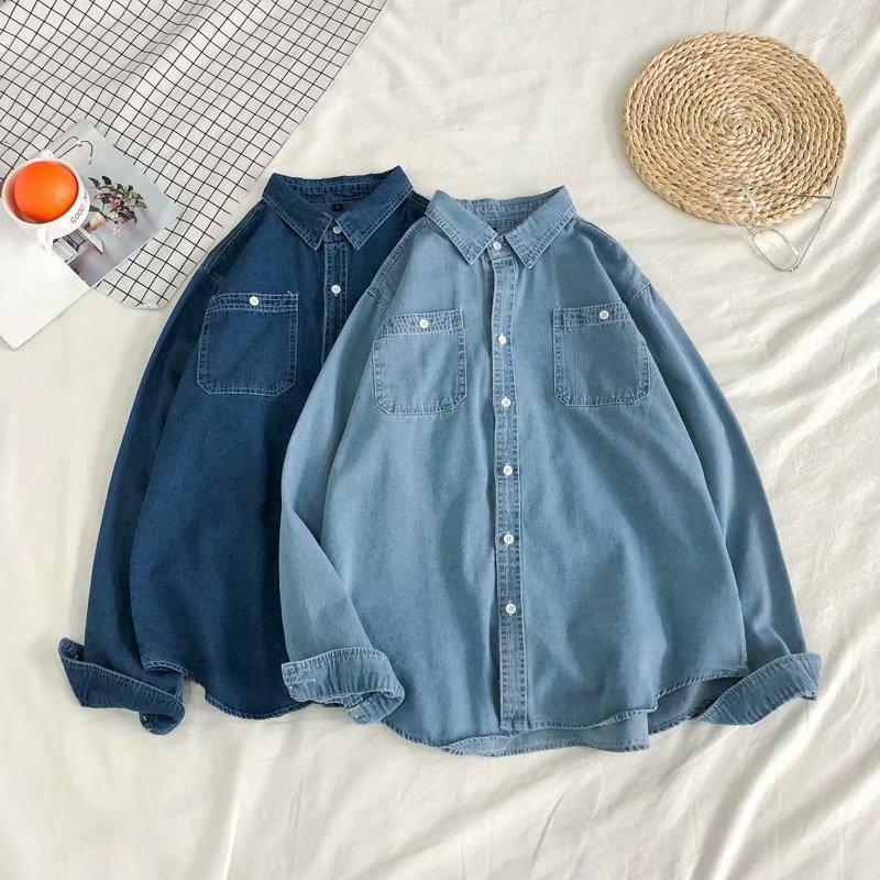 

Denim Shirts Mens Pocket Casual Loose Warm Jacket Men Oversized Work Business Camisas Streetwear Outwear Couple Coat Men's Eldd22, Dark blue