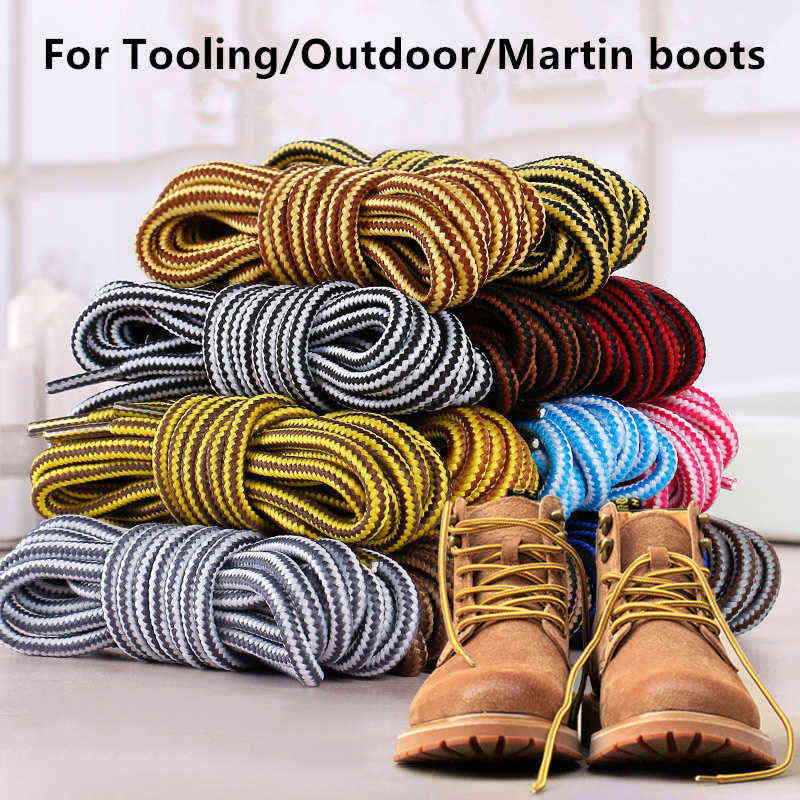 

Shoelaces Designer for Martins- Boots- Two-color Striped Polyester Round British Tooling Laces Support Customized Length 70cm 90cm 120cm 150cm