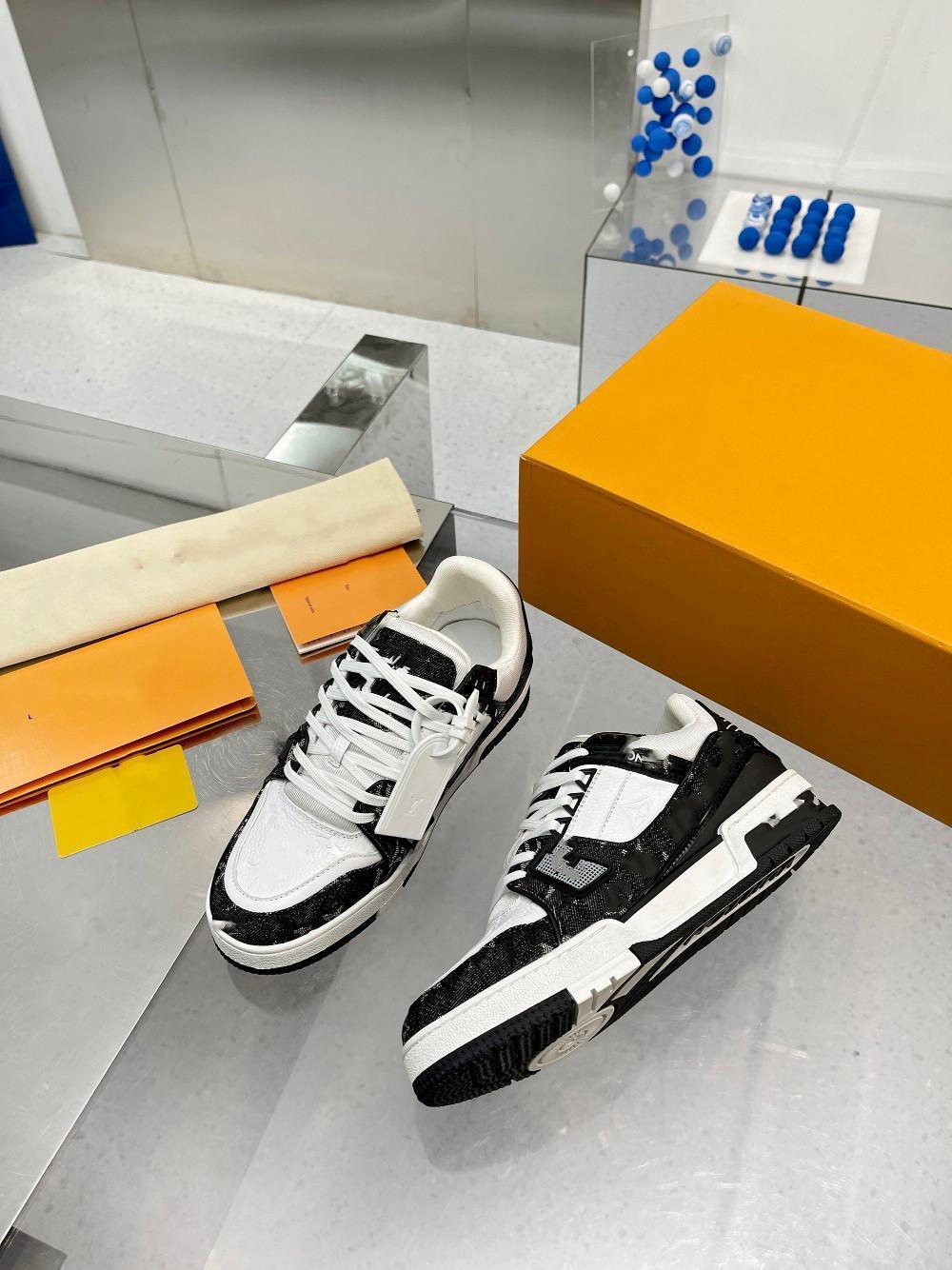 

Men Brand Trainer Shoes Designer Sneakers Mens Womens Outdoor Casual Shoes Printed Denim Leather Shoe Size 38-45, 12