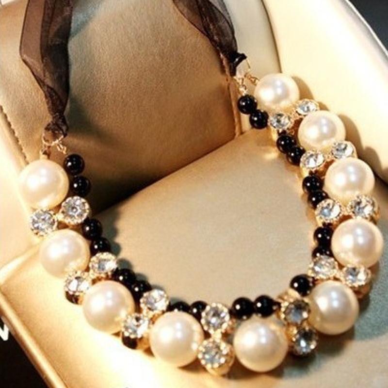 

Chokers Korea Beads Crystal Lace Choker Necklace For Woman Bohemian Fashion Jewelry Handmade Ethnic Statement NecklacesChokers