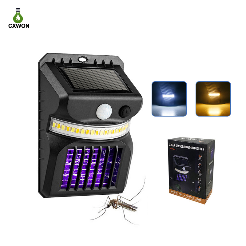 

2 in 1 Solar Mosquito Killer Lamps PIR Motion Sensor Wall Light Ultraviolet Electric Shock Mosquito Killing Lamp