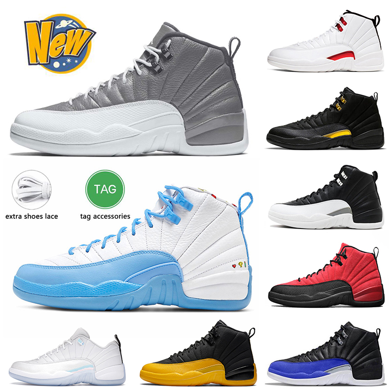 

Men 12s Basketball Shoes Stealth Playoffs Royalty Black Taxi Utility Indigo Reverse Flu Game Reverse 12 Mens Trainers Outdoor Sports Sneakers With Socks, #38 40-47 reptile midnight-black
