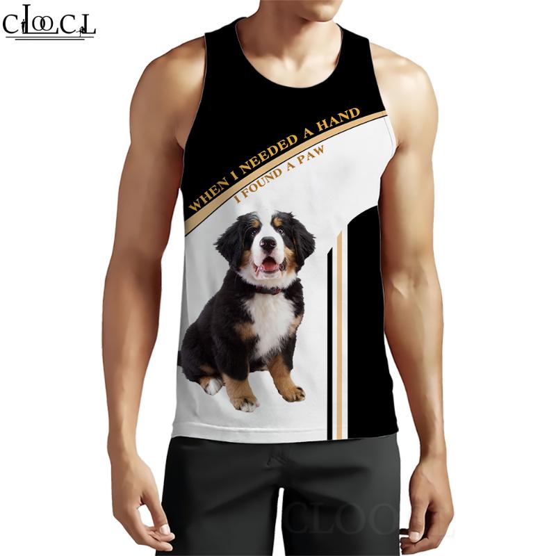 

Men' Tank Tops CLOOCL Men Beautiful Bernese Mountain Dog 3D Pattern Vest Casual Streetwear Fashion Fitness Sleeveless Pullover, White;black