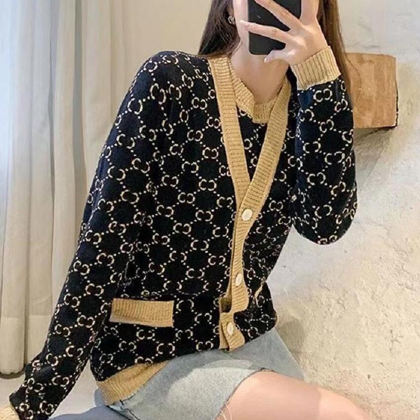 Pull femme col en V luxe GGity lettre Cardigan tricoté ample surdimensionné pull à capuche design