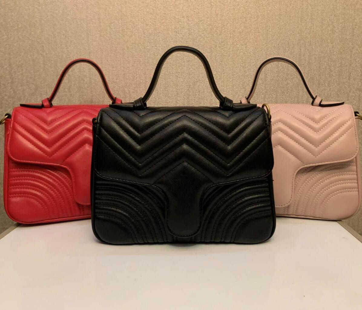 

High Quality Marmont Bag Love heart V Wave Pattern Women Crossbody Shoulder Bag Designer Chain Handbags Ladies Purse Wallet with Handle 26cm, Black