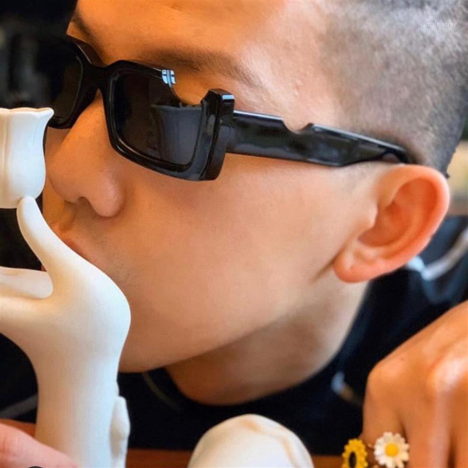 

Sunglasses Fashion Rectangle Off Fotch Hole Design Wome Men Trending Products Green Pink Blue Retro Small253B