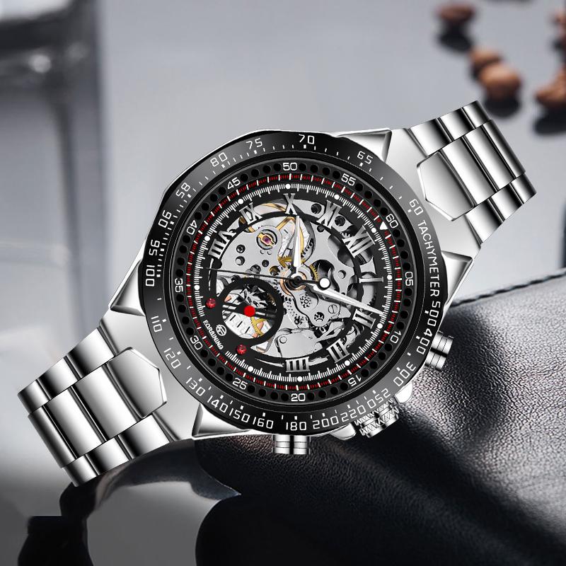 

Wristwatches FORSINING Brand Watch Automatic Mechanical Skeleton Watches For Men Carved Dial Stainless Steel Strap Classic WristwatchWristwa, Gold