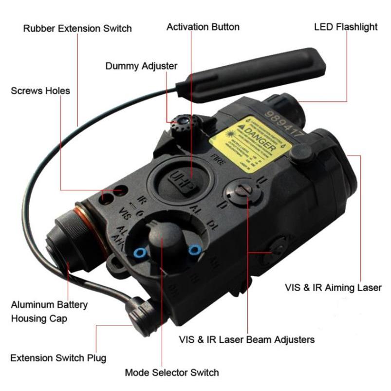 

LA-5 PEQ15 Red Dot IR Laser Sight Tactical AEG GBB LA5C PEQ 210lumes Hunting Armas White Scout Light NOStrobe Cameras248J