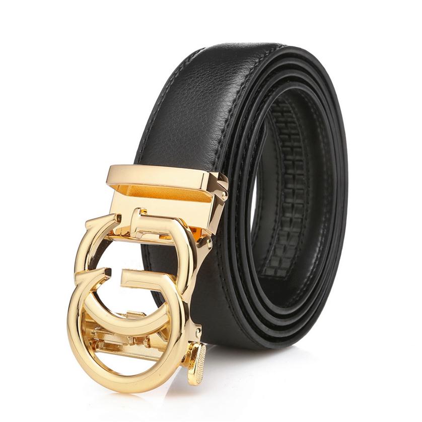 Men's Real Leather Similar desinger Ratchet Dress Belt with golden buckles Automatic Buckle belts for men luxury 35 mm width 2632
