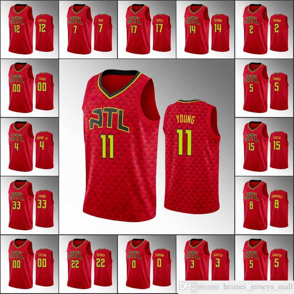 

Screen Print 75th Atlanta Hawks''Men Trae Young Vince Carter De'andre Hunter John Collins Statement Red Custom Jersey