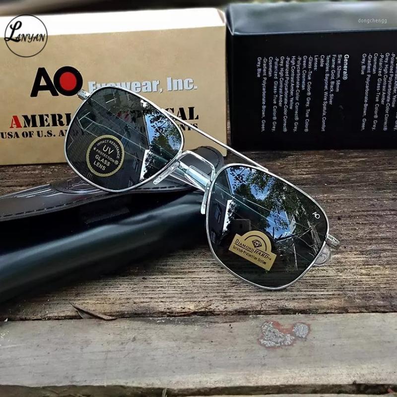 

Sunglasses Aviation Men Women 2022 American Army Military Optical AO Rectangle Glass Lens Pilot Uv400