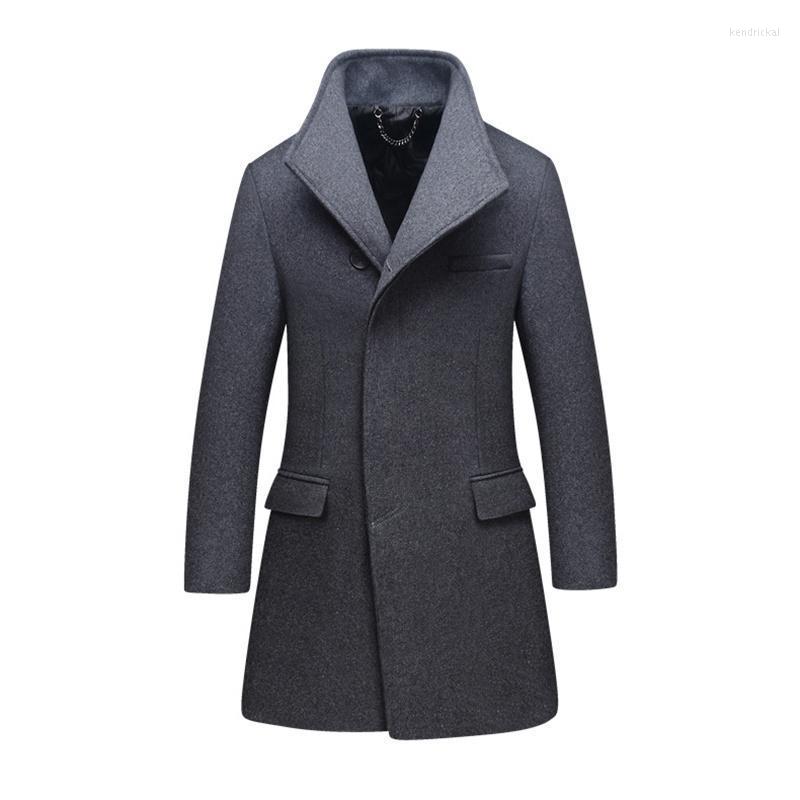 

Men's Wool & Blends Winter Coat Men Overcoats Fashion Thick Jacket Solid Color High Quality Trench Kend22, Black