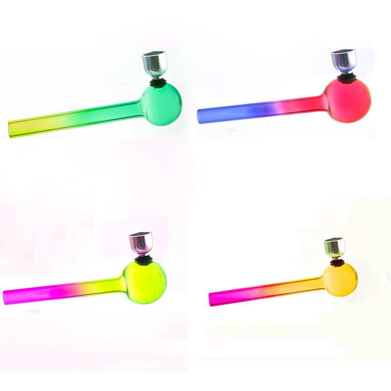 

Newest painting 2in1 Smoking Tobacco Pipe thick mini 4inch glass oil burner pipes for Glass Bong Dab Rig