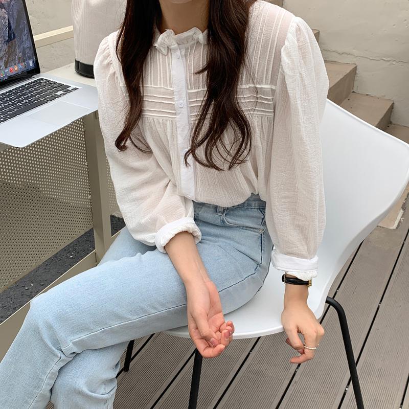 

Women's Blouses & Shirts HziriP Sweet French Ruffles Slim Tops Streetwear Chic 2022 Lady Gentle Casual OL Loose Autumn Elegant, White